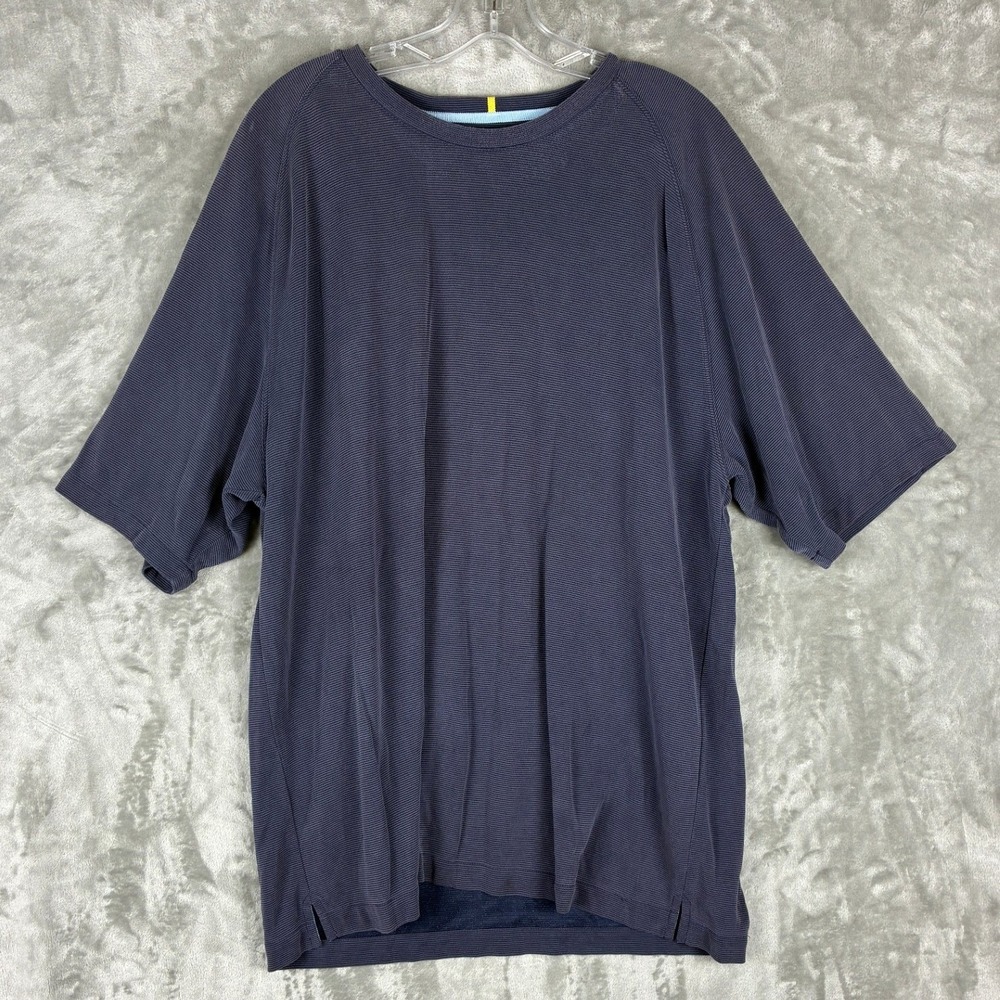 Island Soft‎ Mens XL Navy Blue Modal Blend Textured Raglan Short Sleeve T-Shirt